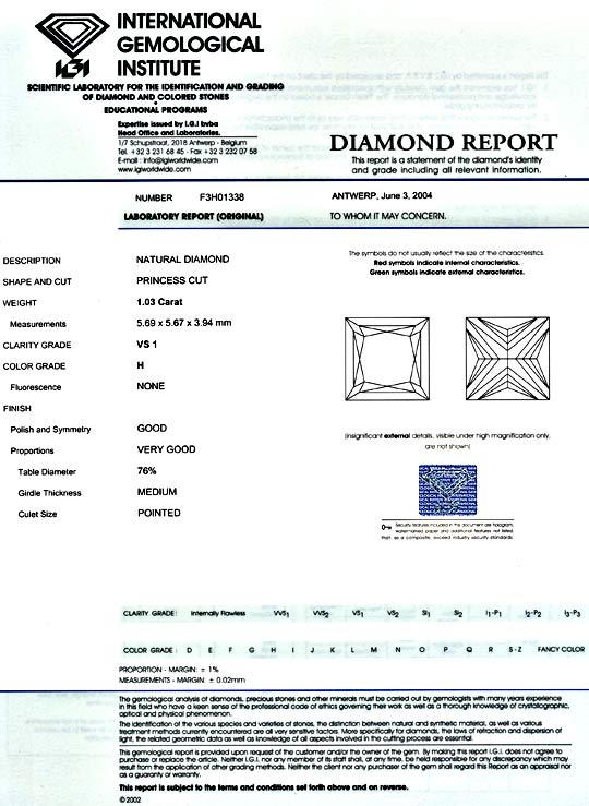 Foto 9 - Princess Diamant 1,03 ct IGI Wesselton VS1 Top Brillanz, D5171