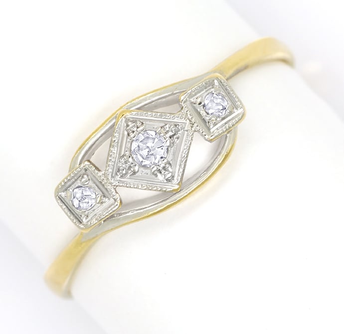 Foto 2 - Antiker filigraner Diamantenring in Platin und Gelbgold, S1759