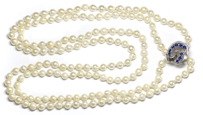 Foto 1 - Akoya Perlenkette, Perlenclip, Viele Tragemöglichkeiten, S3056