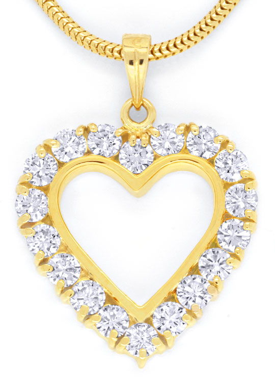 Foto 2 - Brillant Herz Collier 1,21ct Diamanten, 18K Gold, S6588