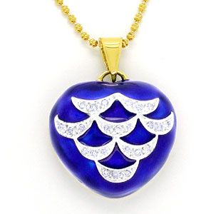 Foto 1 - Gold-Brillant-Collier, 18K, Blaues Emaille, S8872