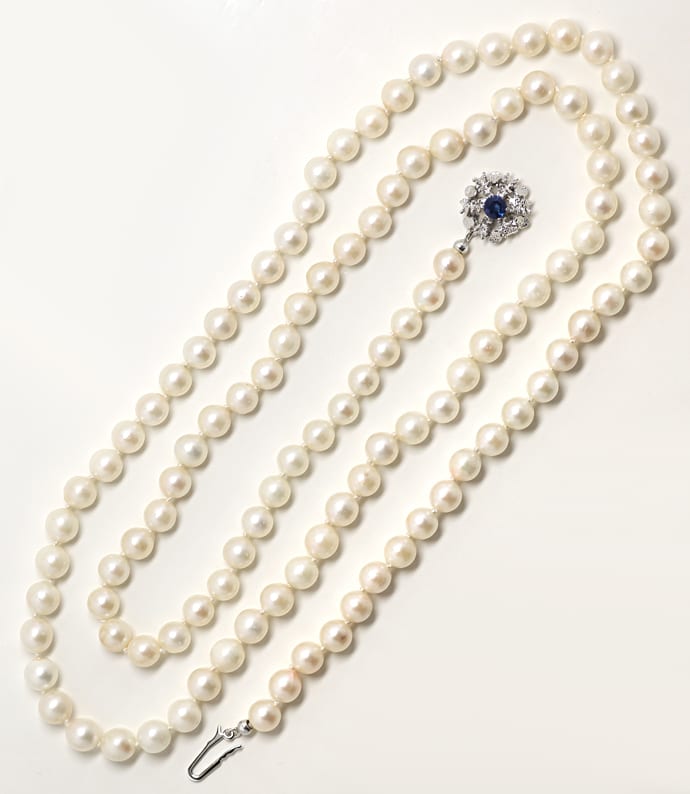 Foto 3 - 93cm lange Akoya Perlenkette, Saphir Weißgold Schloß, S9226